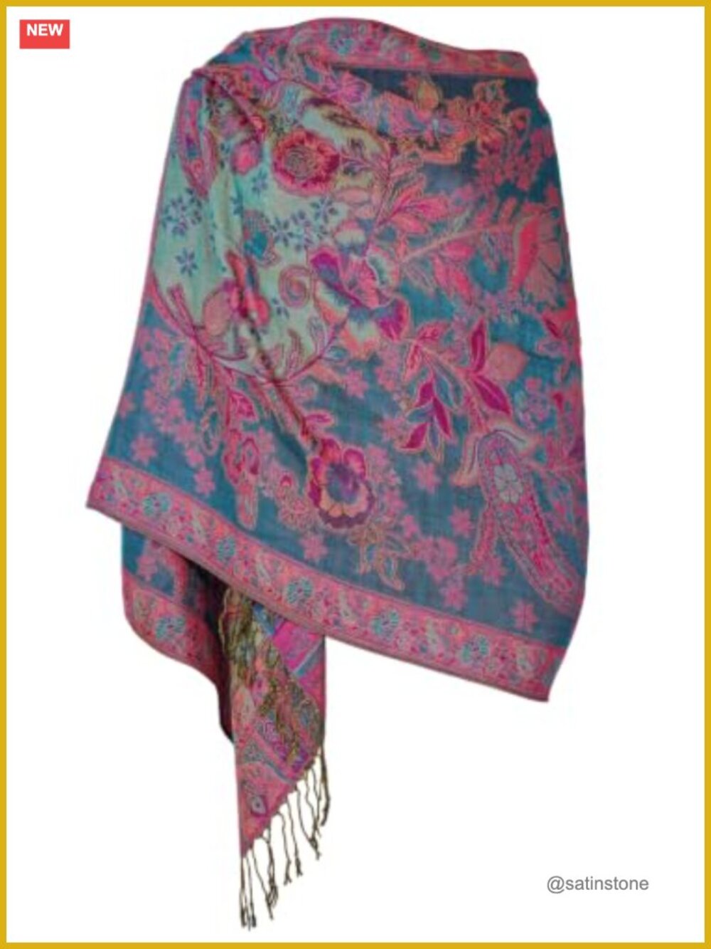 Reversible Paisley Pashmina Scarf Shawl Wrap for Women Large Fringe Viscose